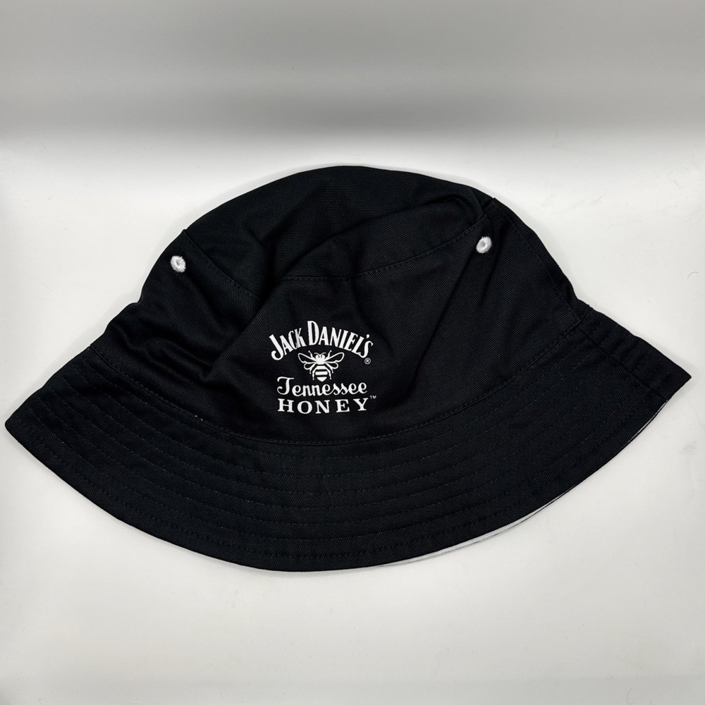 Jack Daniels Tennessee Honey Reversible Bucket Hat Black White Bee Logo OSFM